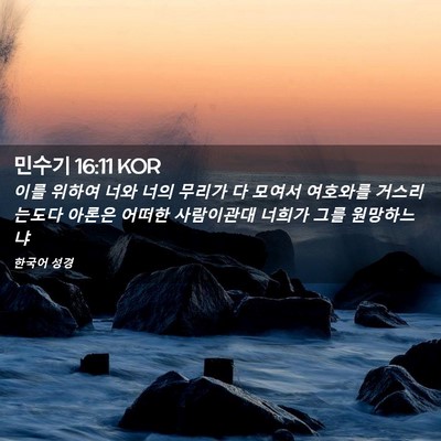Picture 02 - 민수기 16:11 KOR - 이를 위하여 너와 너의 무리가 다 - Bible Verse Picture