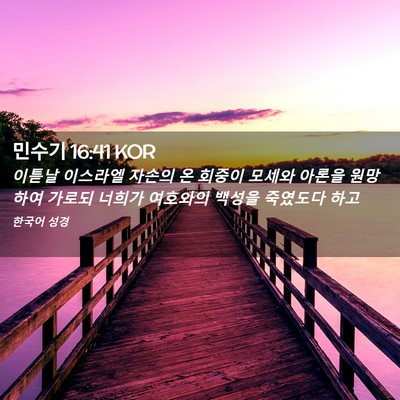 Picture 02 - 민수기 16:41 KOR - 이튿날 이스라엘 자손의 온 회중이 - Bible Verse Picture