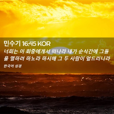 Picture 02 - 민수기 16:45 KOR - 너희는 이 회중에게서 떠나라 내가 - Bible Verse Picture