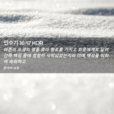 Picture 02 - 민수기 16:47 KOR - 아론이 모세의 명을 좇아 향로를 - Bible Verse Picture