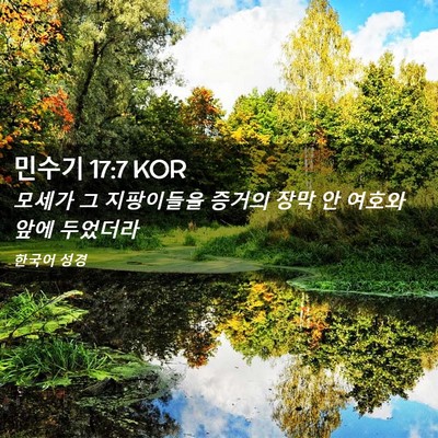 Picture 02 - 민수기 17:7 KOR - 모세가 그 지팡이들을 증거의 장막 - Bible Verse Picture