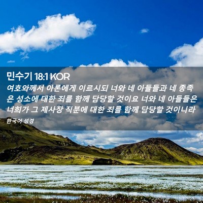 Picture 02 - 민수기 18:1 KOR - 여호와께서 아론에게 이르시되 너와 - Bible Verse Picture