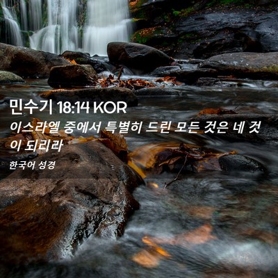 Picture 02 - 민수기 18:14 KOR - 이스라엘 중에서 특별히 드린 모든 - Bible Verse Picture