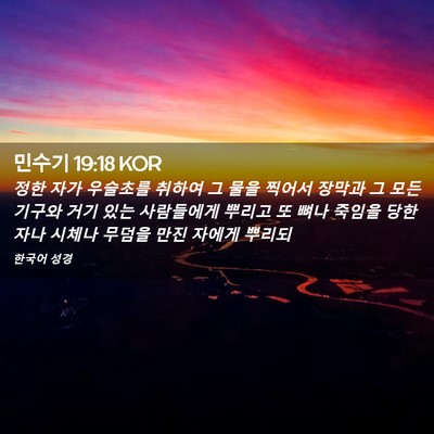 Picture 02 - 민수기 19:18 KOR - 정한 자가 우슬초를 취하여 그 물을 - Bible Verse Picture