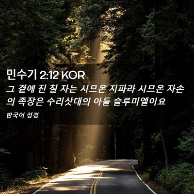 Picture 02 - 민수기 2:12 KOR - 그 곁에 진 칠 자는 시므온 지파라 - Bible Verse Picture
