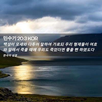 Picture 02 - 민수기 20:3 KOR - 백성이 모세와 다투어 말하여 가로되 - Bible Verse Picture