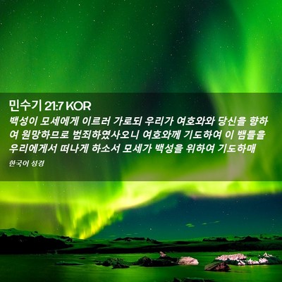 Picture 02 - 민수기 21:7 KOR - 백성이 모세에게 이르러 가로되 - Bible Verse Picture