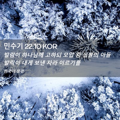 Picture 02 - 민수기 22:10 KOR - 발람이 하나님께 고하되 모압 왕 - Bible Verse Picture