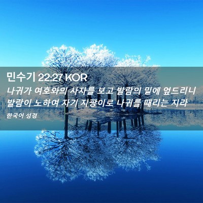 Picture 02 - 민수기 22:27 KOR - 나귀가 여호와의 사자를 보고 발람의 - Bible Verse Picture