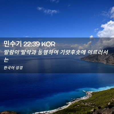 Picture 02 - 민수기 22:39 KOR - 발람이 발락과 동행하여 기럇후솟에 - Bible Verse Picture
