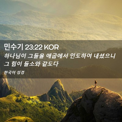 Picture 02 - 민수기 23:22 KOR - 하나님이 그들을 애굽에서 인도하여 - Bible Verse Picture