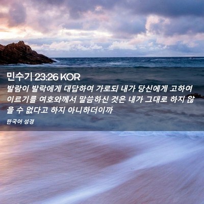 Picture 02 - 민수기 23:26 KOR - 발람이 발락에게 대답하여 가로되 - Bible Verse Picture