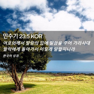 Picture 02 - 민수기 23:5 KOR - 여호와께서 발람의 입에 말씀을 주어 - Bible Verse Picture