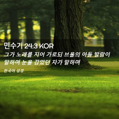 Picture 02 - 민수기 24:3 KOR - 그가 노래를 지어 가로되 브올의 - Bible Verse Picture