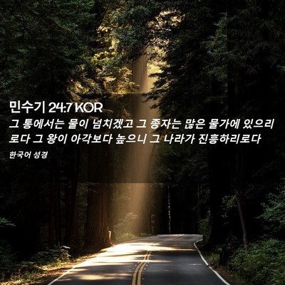 Picture 02 - 민수기 24:7 KOR - 그 통에서는 물이 넘치겠고 그 - Bible Verse Picture