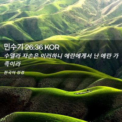 Picture 02 - 민수기 26:36 KOR - 수델라 자손은 이러하니 에란에게서 - Bible Verse Picture