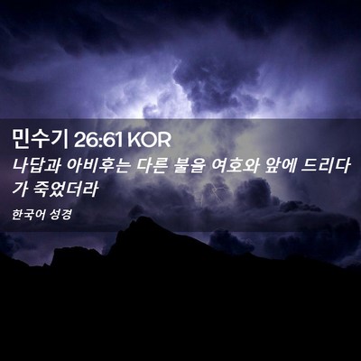 Picture 02 - 민수기 26:61 KOR - 나답과 아비후는 다른 불을 여호와 - Bible Verse Picture