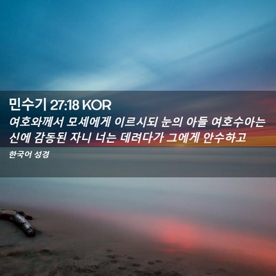 Picture 02 - 민수기 27:18 KOR - 여호와께서 모세에게 이르시되 눈의 - Bible Verse Picture