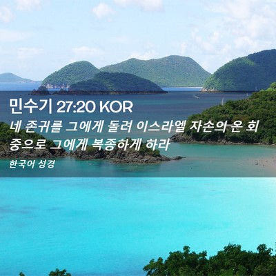 Picture 02 - 민수기 27:20 KOR - 네 존귀를 그에게 돌려 이스라엘 - Bible Verse Picture