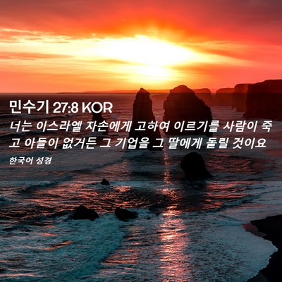 Picture 02 - 민수기 27:8 KOR - 너는 이스라엘 자손에게 고하여 - Bible Verse Picture