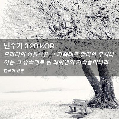 Picture 02 - 민수기 3:20 KOR - 므라리의 아들들은 그 가족대로 - Bible Verse Picture