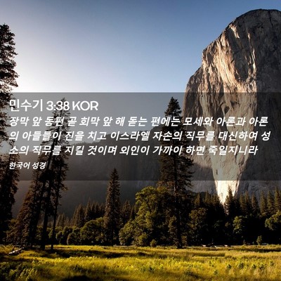 Picture 02 - 민수기 3:38 KOR - 장막 앞 동편 곧 회막 앞 해 돋는 - Bible Verse Picture