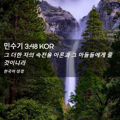 Picture 02 - 민수기 3:48 KOR - 그 더한 자의 속전을 아론과 그 - Bible Verse Picture