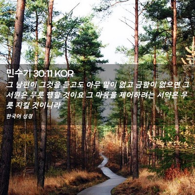 Picture 02 - 민수기 30:11 KOR - 그 남편이 그것을 듣고도 아무 말이 - Bible Verse Picture