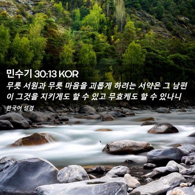 Picture 02 - 민수기 30:13 KOR - 무릇 서원과 무릇 마음을 괴롭게 - Bible Verse Picture
