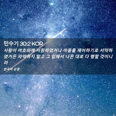 Picture 02 - 민수기 30:2 KOR - 사람이 여호와께 서원하였거나 - Bible Verse Picture