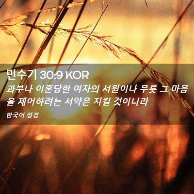 Picture 02 - 민수기 30:9 KOR - 과부나 이혼당한 여자의 서원이나 - Bible Verse Picture
