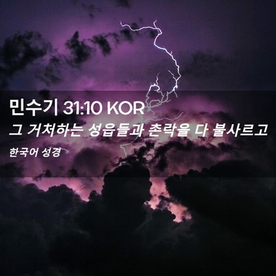 Picture 02 - 민수기 31:10 KOR - 그 거처하는 성읍들과 촌락을 다 - Bible Verse Picture