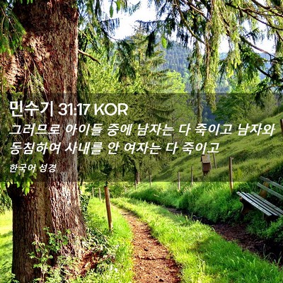 Picture 02 - 민수기 31:17 KOR - 그러므로 아이들 중에 남자는 다 - Bible Verse Picture