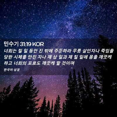 Picture 02 - 민수기 31:19 KOR - 너희는 칠 일 동안 진 밖에 주둔하라 - Bible Verse Picture