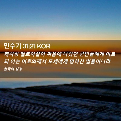 Picture 02 - 민수기 31:21 KOR - 제사장 엘르아살이 싸움에 나갔던 - Bible Verse Picture
