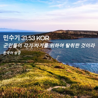 Picture 02 - 민수기 31:53 KOR - 군인들이 각기 자기를 위하여 탈취한 - Bible Verse Picture