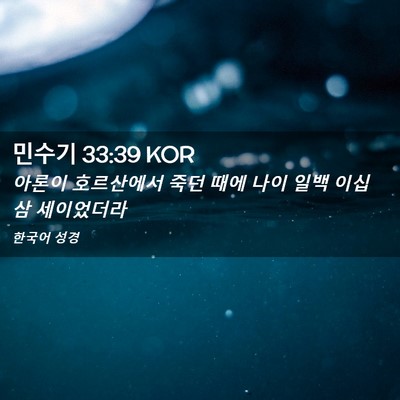 Picture 02 - 민수기 33:39 KOR - 아론이 호르산에서 죽던 때에 나이 - Bible Verse Picture