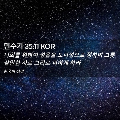 Picture 02 - 민수기 35:11 KOR - 너희를 위하여 성읍을 도피성으로 - Bible Verse Picture