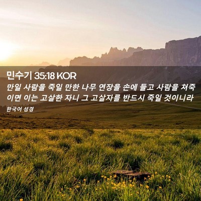 Picture 02 - 민수기 35:18 KOR - 만일 사람을 죽일 만한 나무 연장을 - Bible Verse Picture