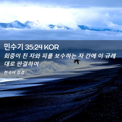 Picture 02 - 민수기 35:24 KOR - 회중이 친 자와 피를 보수하는 자 - Bible Verse Picture