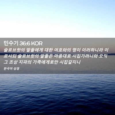 Picture 02 - 민수기 36:6 KOR - 슬로브핫의 딸들에게 대한 여호와의 - Bible Verse Picture