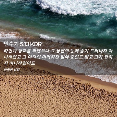 Picture 02 - 민수기 5:13 KOR - 타인과 정교를 하였으나 그 남편의 - Bible Verse Picture