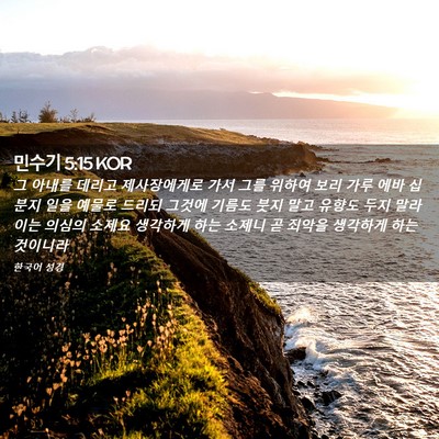 Picture 02 - 민수기 5:15 KOR - 그 아내를 데리고 제사장에게로 가서 - Bible Verse Picture