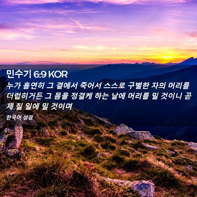 Picture 02 - 민수기 6:9 KOR - 누가 홀연히 그 곁에서 죽어서 - Bible Verse Picture