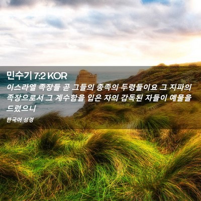 Picture 02 - 민수기 7:2 KOR - 이스라엘 족장들 곧 그들의 종족의 - Bible Verse Picture