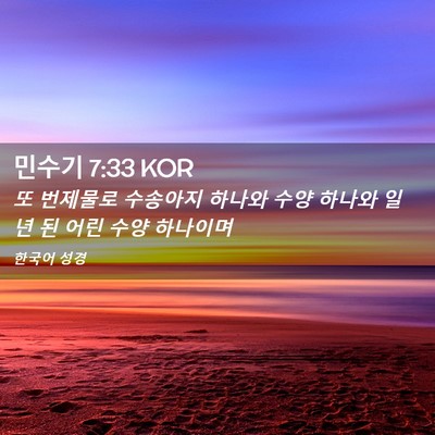 Picture 02 - 민수기 7:33 KOR - 또 번제물로 수송아지 하나와 수양 - Bible Verse Picture