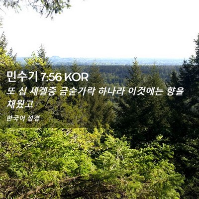Picture 02 - 민수기 7:56 KOR - 또 십 세겔중 금숟가락 하나라 - Bible Verse Picture