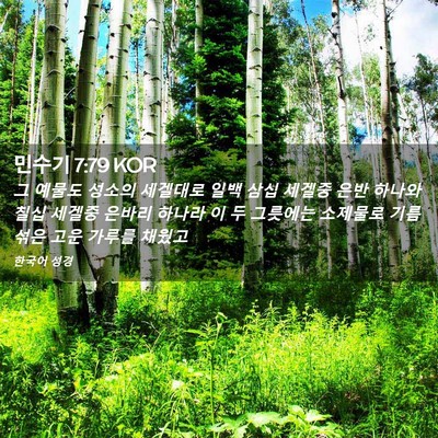 Picture 02 - 민수기 7:79 KOR - 그 예물도 성소의 세겔대로 일백 - Bible Verse Picture