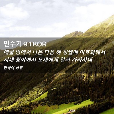 Picture 02 - 민수기 9:1 KOR - 애굽 땅에서 나온 다음 해 정월에 - Bible Verse Picture