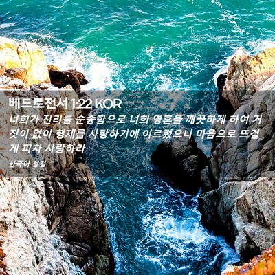Picture 02 - 베드로전서 1:22 KOR - 너희가 진리를 순종함으로 너희 - Bible Verse Picture